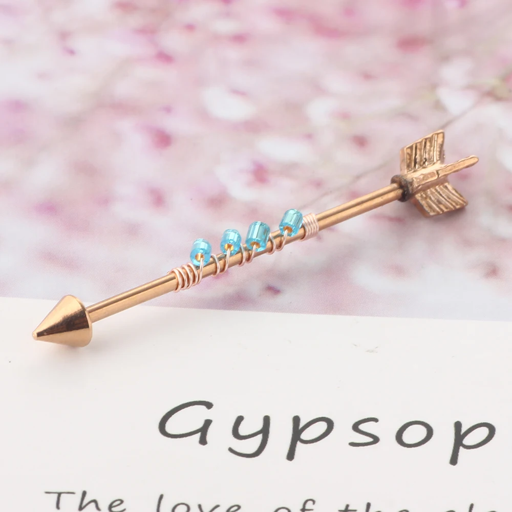 Arrow 14G Stainless Steel Industrial Barbell Earring Cartilage Body Piercing Jewelry 38mm 1&1/2 Inch Industrial Piercing Bar