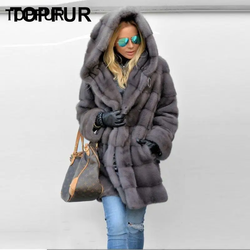 TOPFUR, стиль, настоящая норковая шуба, женское длинное тонкое шуба, высокая мода, Осень-зима, норковая шуба, верхняя одежда, однотонная короткая