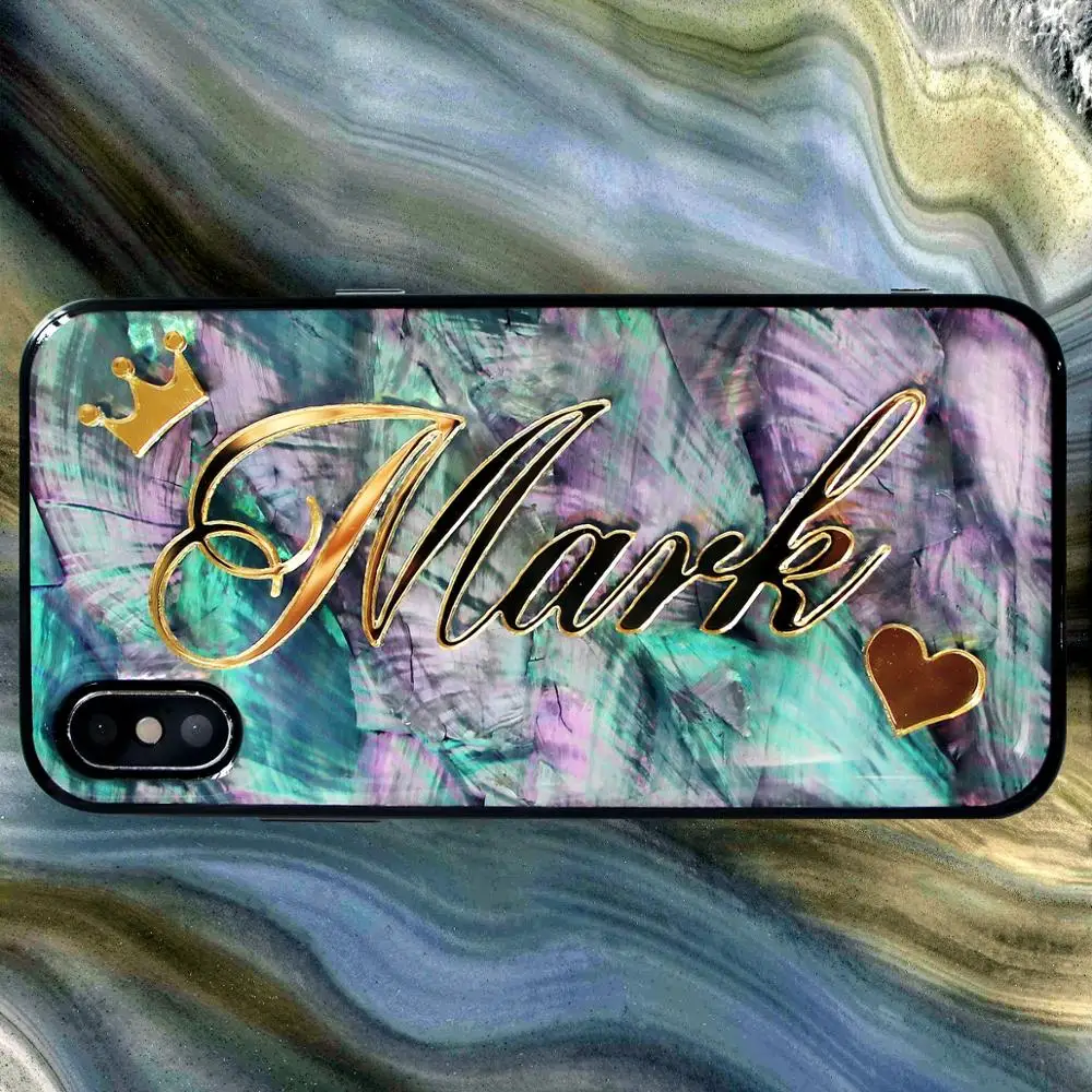 Для iphone 11 pro max 6 7 8 10 plus XR XS XSMAX X персональный Радужный мягкий чехол уникальный подарок заказное имя блестящий чехол для телефона