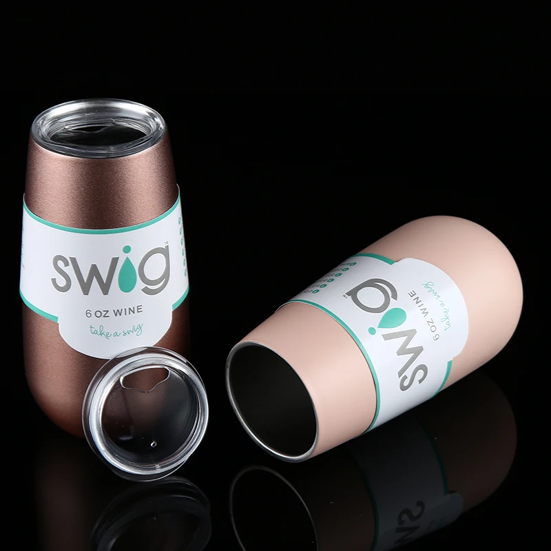 6oz 9oz Camo с крышками Swig винный бокал для шампанского пива Termos Stemless флейта из нержавеющей СВИГ стакан вакуумная фляга-термос с изоляцией