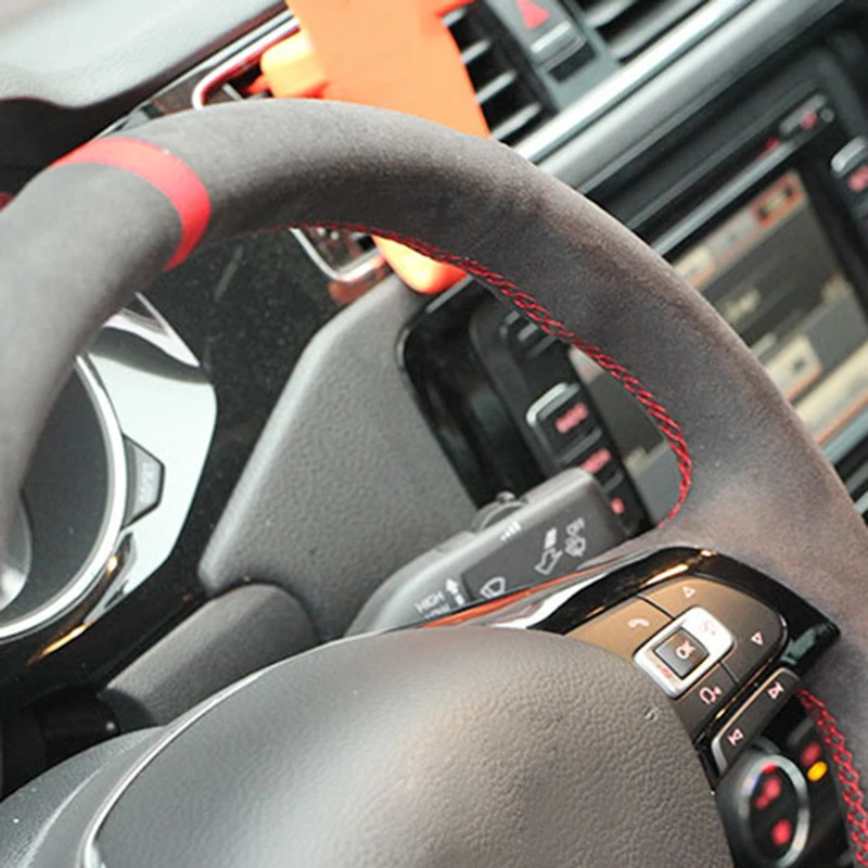 Сделай Сам сшитый вручную теплый из искусственной замши чехол на руль для VW Golf 7 MK7 Polo Passat B8 Tiguan для Jetta