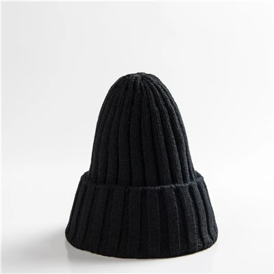 Зимние шапки, шапки бини, вязаные шапки Skullies, теплые женские шапки унисекс из хлопка для женщин - Цвет: Black