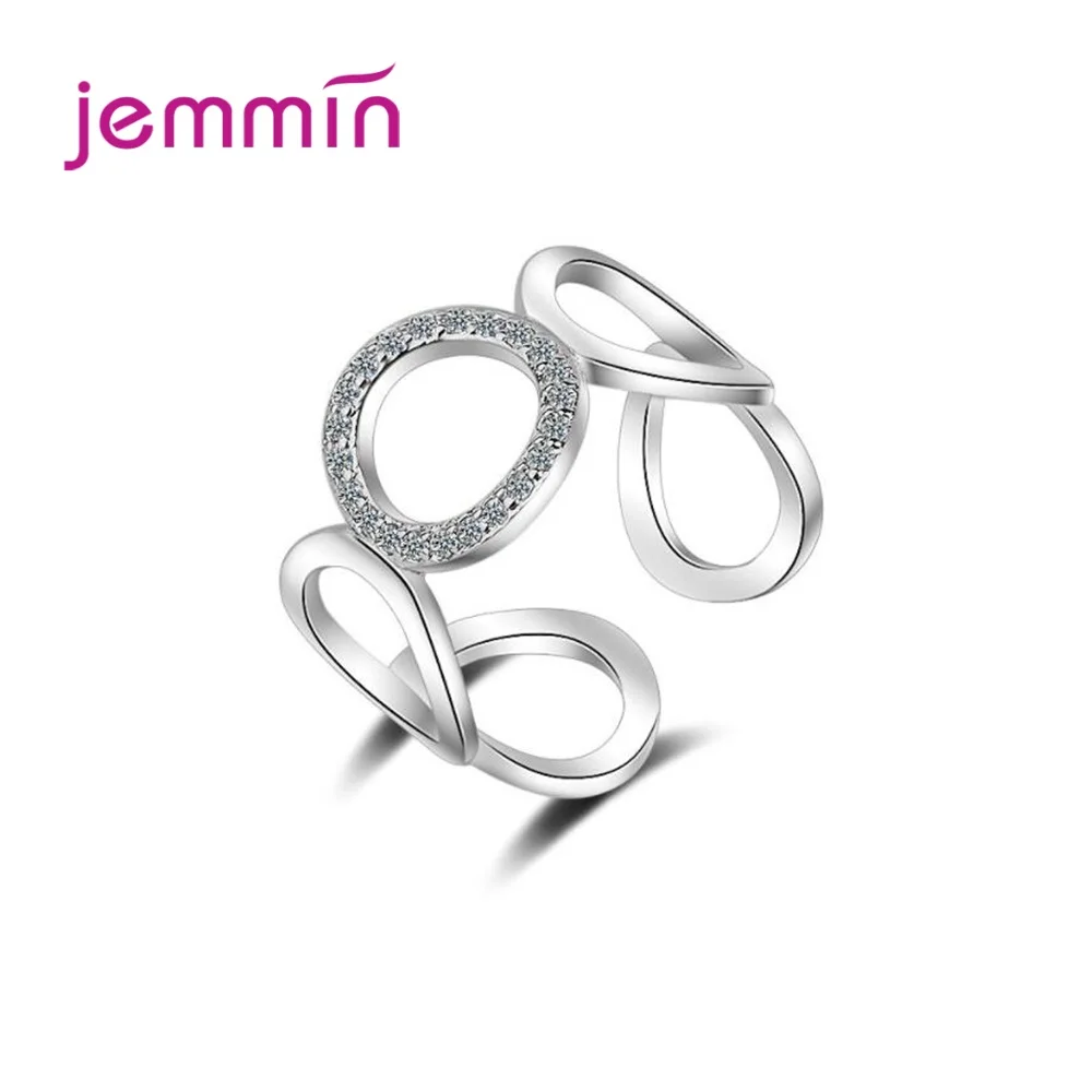 Дизайн 925 пробы Серебряное Открытое кольцо для женщин юбилей обручение подарок 2 цвета номер 8 форма регулируемый Шарм ювелирные изделия - Цвет камня: silver