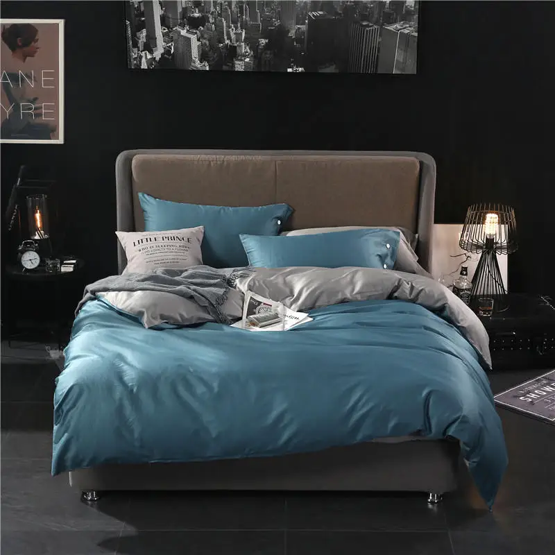 

High End Premium Soft Cotton Duvet Cover Set Queen King Size Solid Color Home Bedding Set Bedspread Bed Sheet Pillowcases