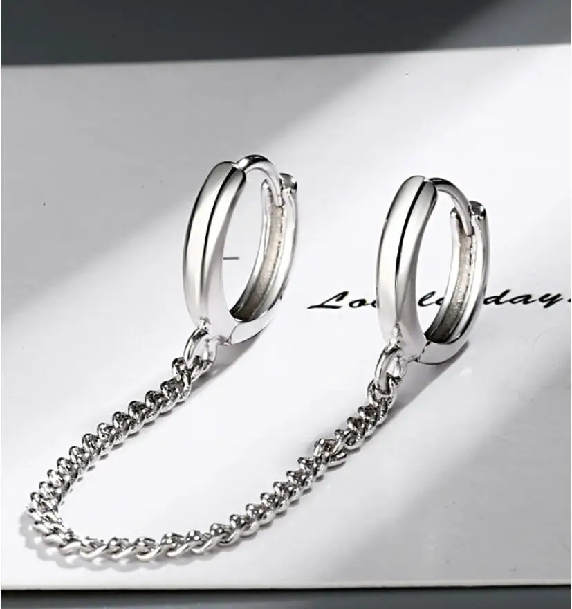 Изысканные простые круглые серьги-кольца для женщин, трендовые креативные 925 пробы Серебряные вечерние ювелирные изделия, подарок, одиночная, SAE422