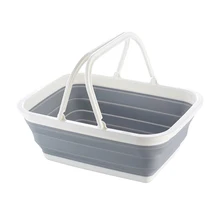 Портативная компактная складная корзина для хранения в ванной, корзина для мытья овощей, складной дуршлаг для пикника и шоппинга, раковина с ручкой для дома