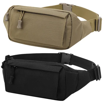 

Fashion Men's Vintage Fanny Pack Chest Shoulder Bag with 3 Pockets Nylon Minitary Multifunction Waist Belt Bum Bag school Khaki