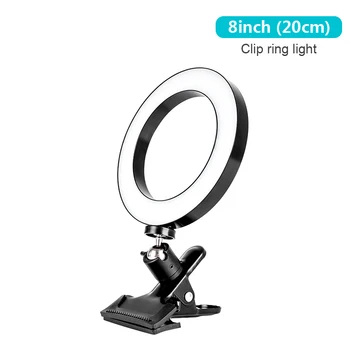 

8 inch Ring Lamp Selfie Photography LED Ring Fill Light with Clip For Camera Phone Photo Video Makeup Studio Live Broadcasting