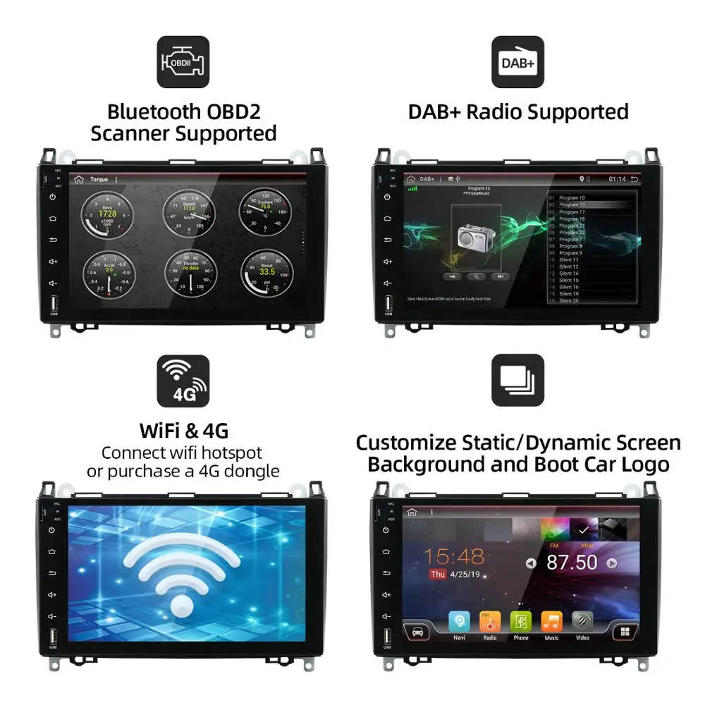 Автомагнитола 2DIN на Android 10 с DVD плеером для Mercedes Benz B200 A B Class W169 W245 Viano Vito W639 Sprinter W906 Wi