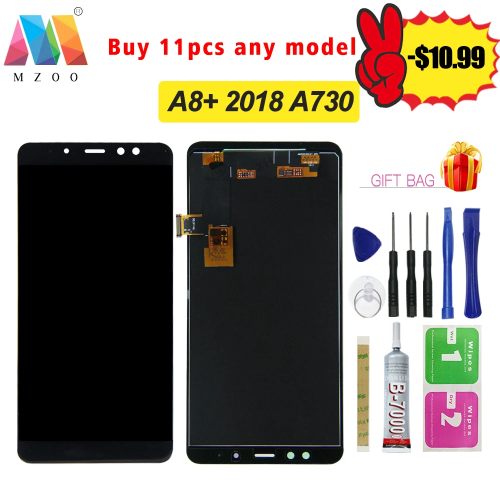 

100% ORIGINAL AMOLED Display LCD For SAMSUNG Galaxy A8 Plus 2018 A730 LCD Display Touch Screen Digitizer Replacement Can adj