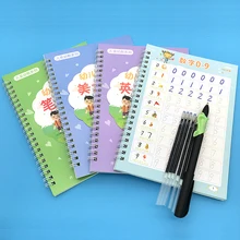 4 books Reusable Children 3D Copybook Calligraphy Numbers Handwriting Books Learning Math English Writing Practice Book For kids