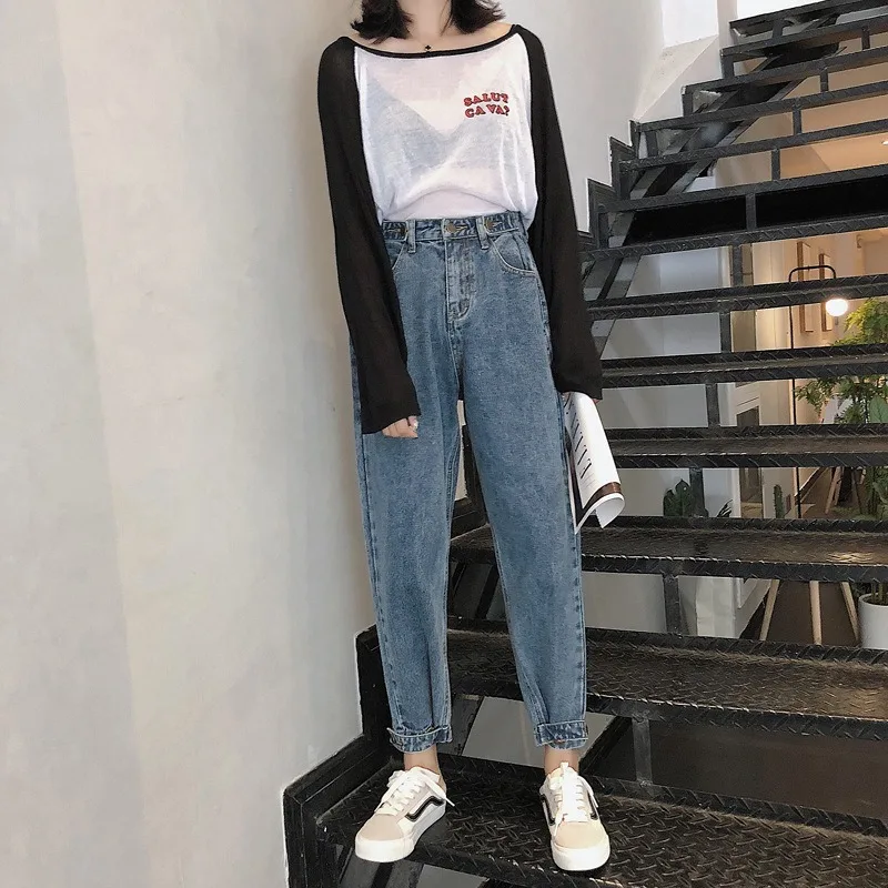 Women Mom Jeans Harem Jeans Casual Denim Pants Boyfriends Jeans Femme Trousers Ripped Jeans Vintage Retro-85