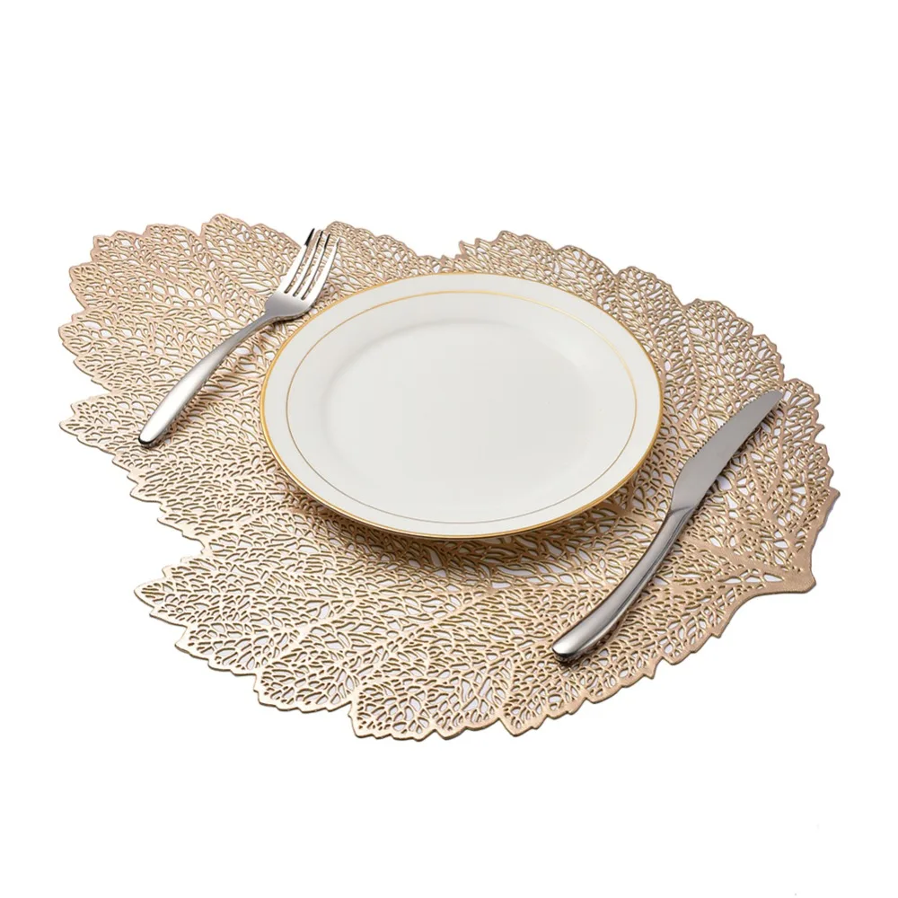 

1pcs Placemat Table Mat Simulation Plant Leaf PVC Decorative Table Pad Coasters Home Decoration