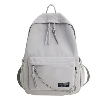 

Gray Women Backpacks Waterproof Nylon female Shoulder Bag with Chains Large School bag for Teenage Girls Bookbag Travel Backpack