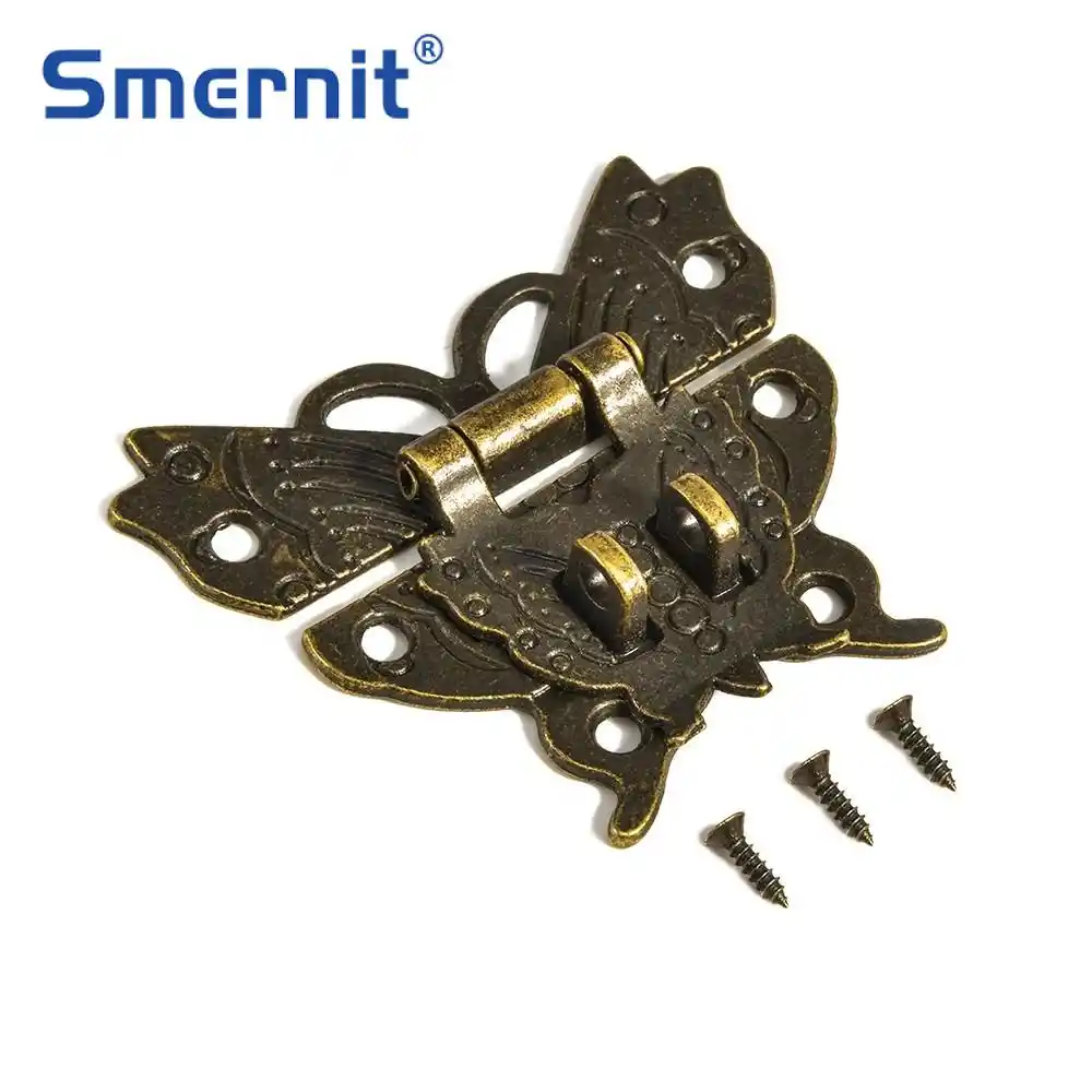 5pcs Antique Decorative Latch Vintage Butterfly Jewelry Wooden Box