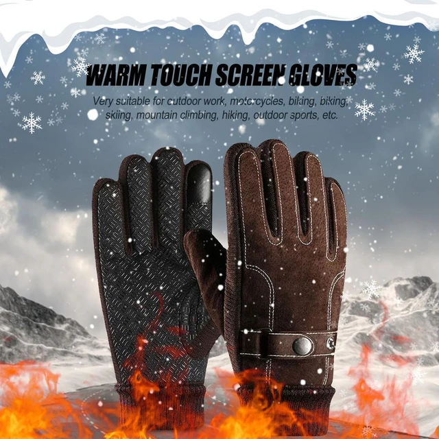 Gants thermiques en cuir avec écran tactile pour homme, mitaines de neige  chaudes, gants de conduite de cyclisme, sourire et optique, degré froid -  AliExpress