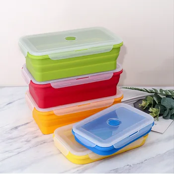 

New Portable Large Lunch Box Outdoor Tableware Silicone Folding Food Box Storage Box Preservation Bowl