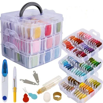 

Embroidery Threads Set 150 Colors Cotton Threads Needles Threader Thimble Stitch Remover Sewing Accessories Kit