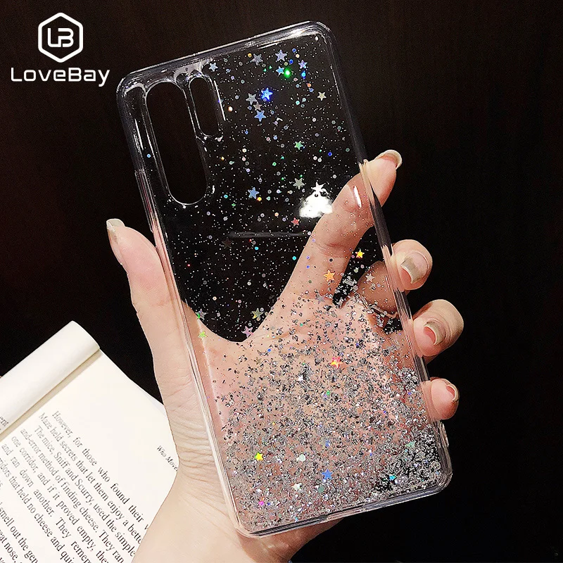 Lovebay Luxury Glitter Bling Sequins Phone Case For Huawei P30 P10 Mate 20 Pro Honor V20 10 Transparent Soft TPU Back Cover Gift |