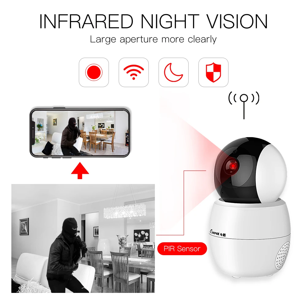Tuya Smart Camera WiFi Security Rotating Camera HD 1080P Network Two-way Audio IP Camera Work with Google Assistant