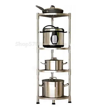 

304 Stainless Steel Multi-function Storage Rack Home Corner Storage Shelf Multilayer Cookware Organizer Kitchen Holder