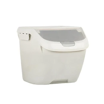 

10Kg Rice Storage Box Sealed Moisture-Proof Large Capacity Grain Flour Container Kitchen Rice Storage Box Flip Cover Gray-M