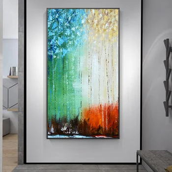 

Modern Abstract Four Seasons Color Oil Painting on Art Canvas Posters and Prints Scandinavian Cuadros Wall Art Picture for Decor