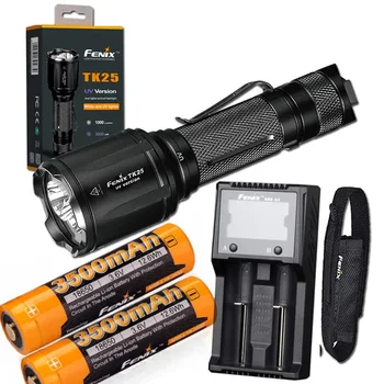 

Fenix TK25UV 1000 Lumen Tactical Flashlight with 3000mW UV Light and 2X Rechargeable 18650 Batteries, ARE-A2 Charger