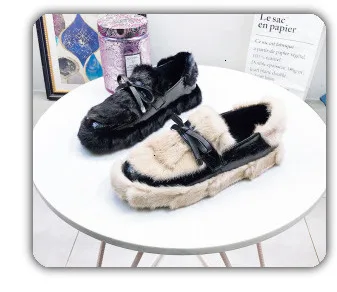 DEAT/ г. Повседневная бархатная обувь на норковом меху с круглым носком обувь на толстой подошве Новая модная женская обувь осень-зима, 10F201