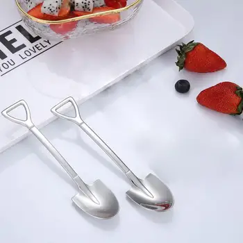 

Creative Metal Ice Cream Coffee Spoon Shovel Shape Shell Tea Spoons Ice Cream Spoon Tableware Kitchen Accessories Bar Tool TSLM2