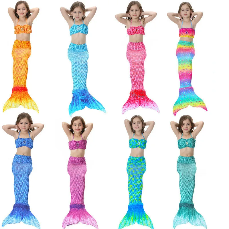 

Children Kids Swimmable Fairy Mermaid Tail Clothes Girls Cosplay Costume Tropical Pool Party Sets