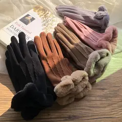 Gloves Women Autumn Winter Warm Touch Screen Female Mitts Full Finger Mittens Cycling Korean Cute Lovely  Outdoor Thermal Gloves