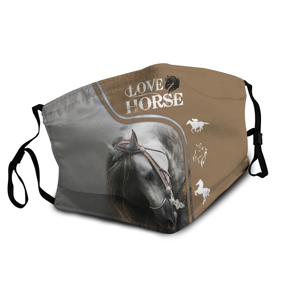 Маска для лица Love Horse с 3D рисунком красивых животных лошадей многоразовые