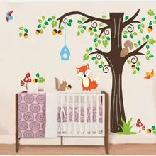1204S авторское право ZooYoo международная торговля детская комната лес лиса белка гриб животных наклейки на стену