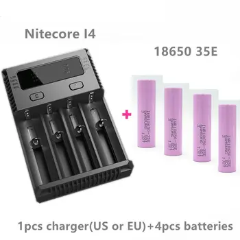 

4 pcs 18650 35E battery for samsung with 1 pcs NITECORE NEW I4 lithium rechargeable battery charger