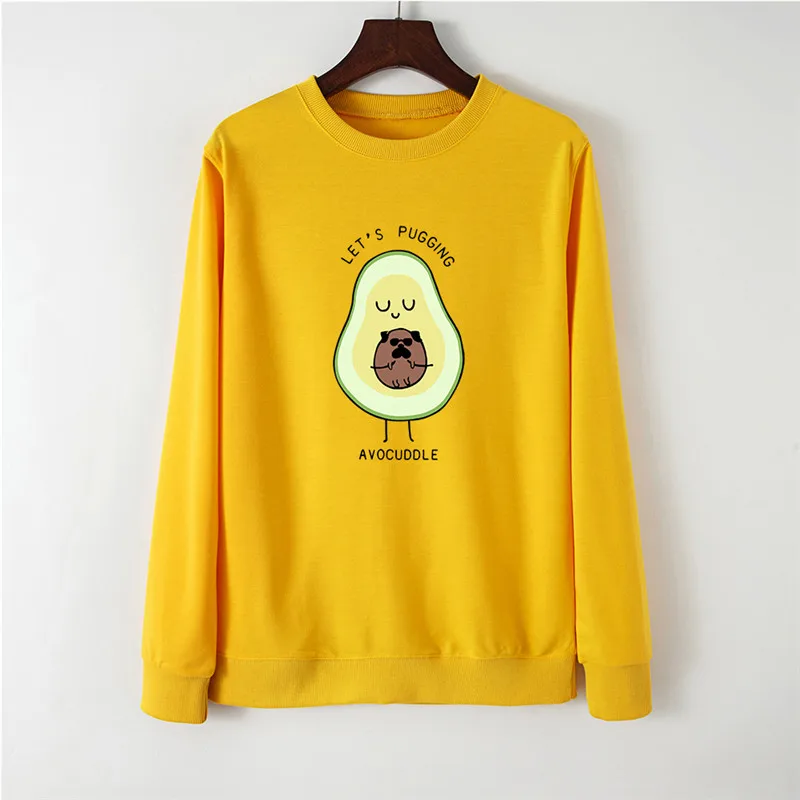 

Lovely Avocado Print Women Hoodie Long Sleeve Pullover Women's Sweatshirt Autumn Hoodies Women O-NECK Clothes Casual Tops