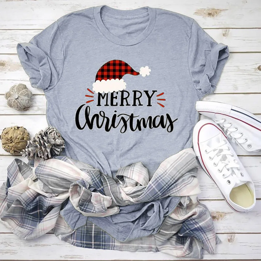 Merry Christmas футболка женская с буквенным принтом короткий рукав футболки топы Camisetas Mujer Рождество год женские свободные футболки