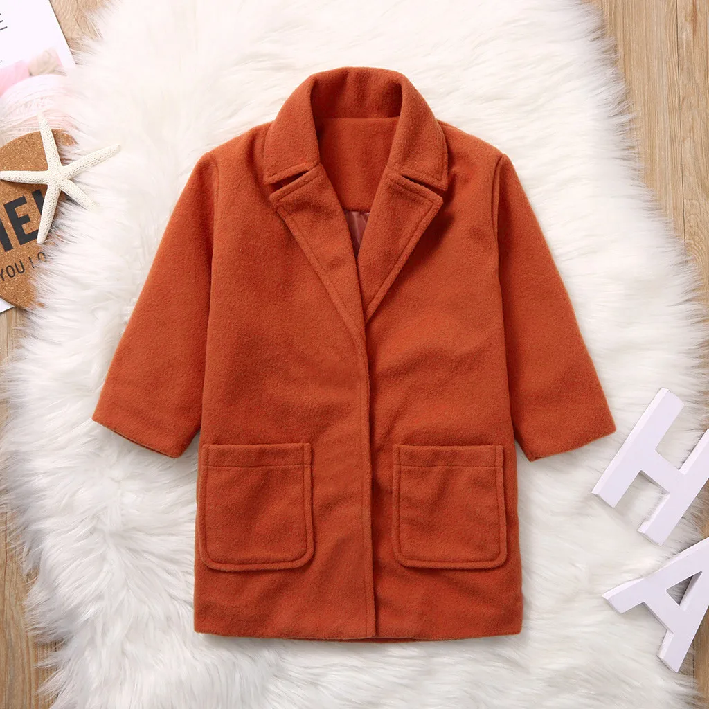 Crianças da Criança do Bebê Sólido à Prova de Vento Meninas Manga Longa Inverno Cabolsa Infantil Crianças Menina Quente Bolso Moda Outwear Outono Jaqueta 16 High Quality Mamãe e Bebê
