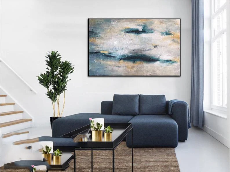 

Extra Large Painting Canvas Large Oil Painting Gray Blue Painting Oversized Art Wall Art Large Abstract Painting Design Decor