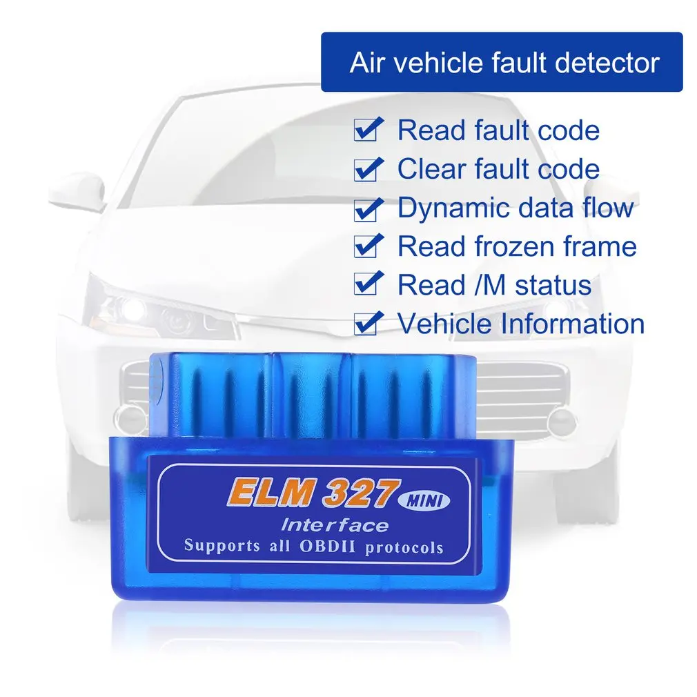 Мини портативный ELM327 v2.1 OBD2 II Bluetooth диагностический автомобильный интерфейс сканер Синий Премиум ABS диагностический инструмент