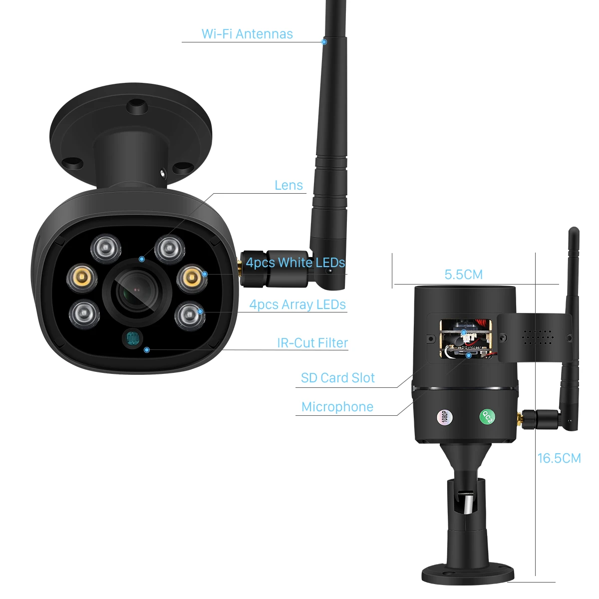 Besder H.265 1080P IP камера Wifi AI обнаружения TF слот наружная беспроводная камера двухстороннее аудио P2P Цвет ночного видения безопасности IPC