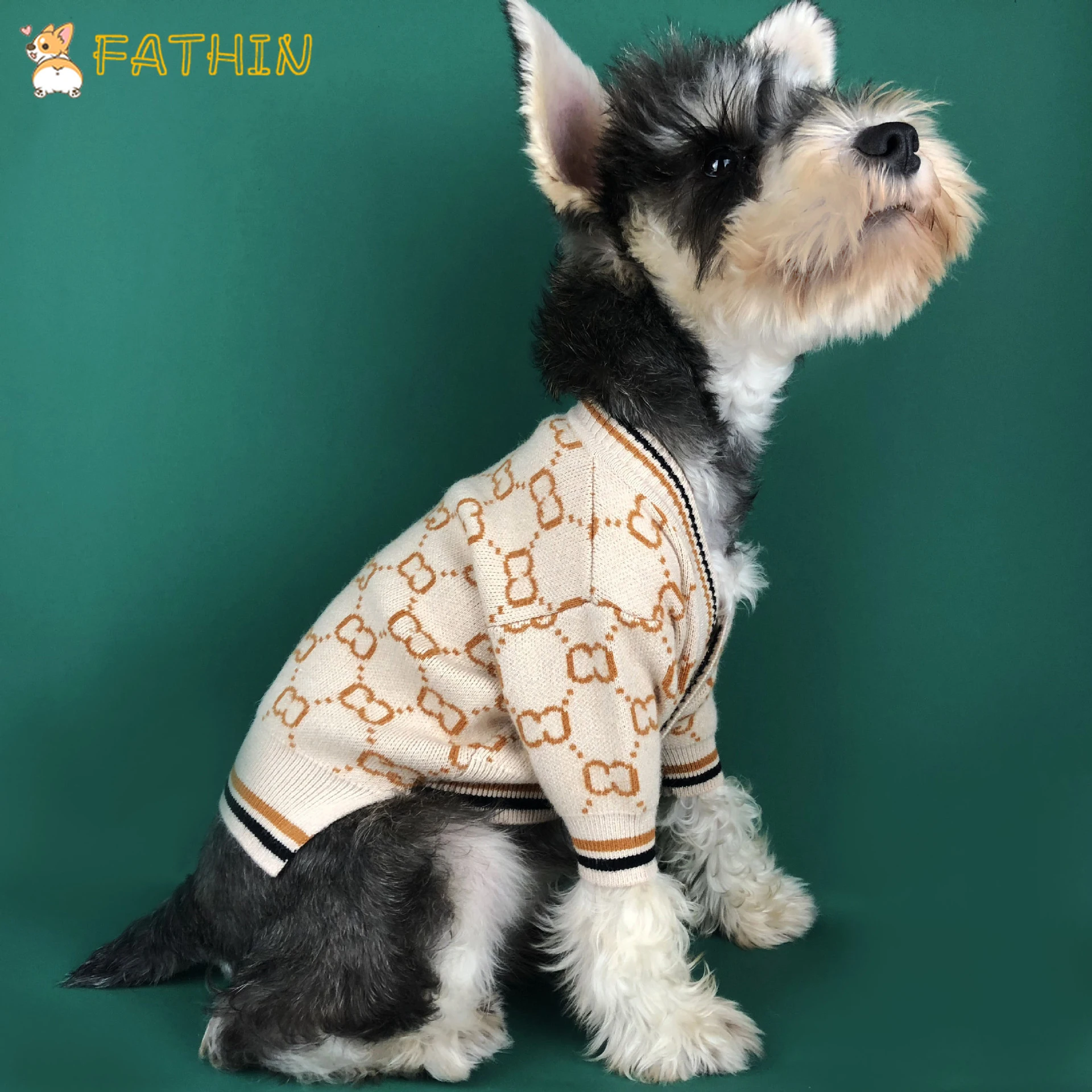 Модный мягкий свитер для собак; классический костюм для домашних животных; модный свитер для щенков из шнауцера, бульдога; одежда для S-XL