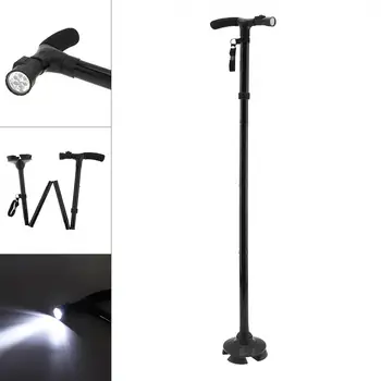 

Multifunctional Aluminum Trusty Cane Walking Stick Folding with LED Light for Elder Old People