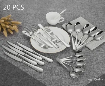 

High Quality 20PCS Dinnerware Set Stainless Steel Flatware Sets Tableware Cutlery Spoon Set Party Christmas Kitchen Supplies