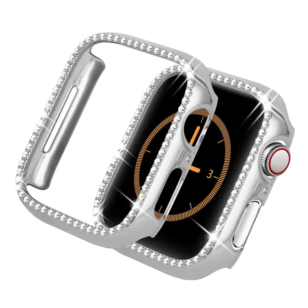 Шикарный бампер для Apple watch чехол Apple watch 4 5 44 мм 40 мм 42 мм 38 мм Алмазный протектор чехол iWatch 5 4 3 2 Аксессуары 38 - Цвет: silver