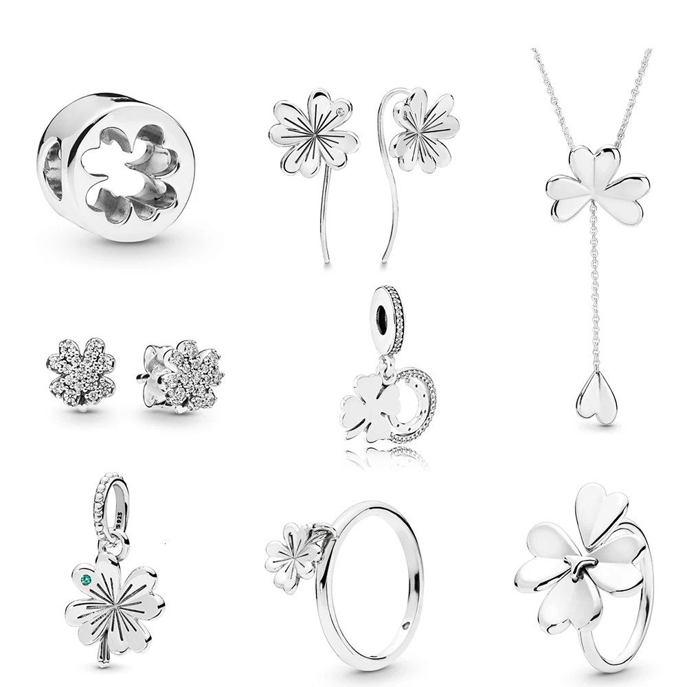925 серебряное кольцо, Стерлинговое Серебро, весна, Lucky Four Leaf Treves, паста, Think CHARME, серьги, выпущенные в серии