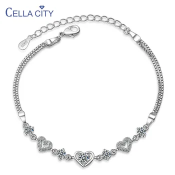 

Cellacity Heart Silver 925 Jewelry Gemstones Bracelet for Women AAA Zircon Geometry Female Accessory for Engagement Wholesale