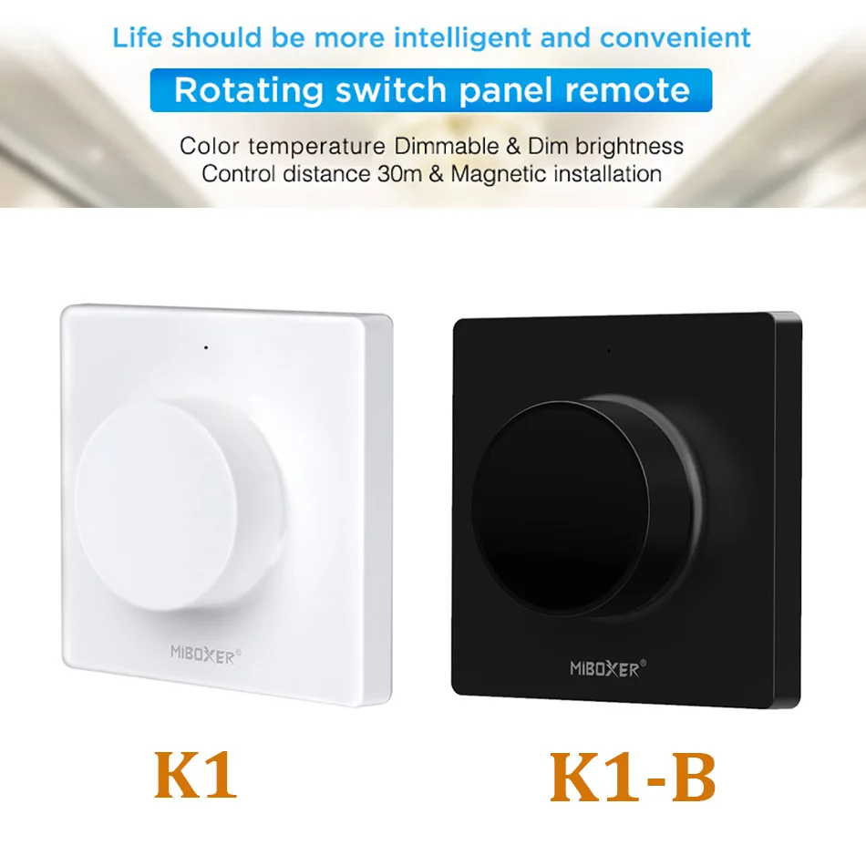 

K1 K1-B 2.4G Wireless Rotating Switch Panel Remote Miboxer 3V WiFi Dimmer Dimmable Brightness Color Temperature For Light Bulb