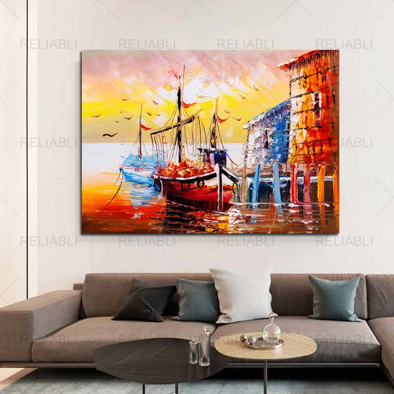 

Landscape Oil Painting Rain Light Street Scenery Art Canvas Painting Living Room Corridor Office Home Decoration Mural Picture