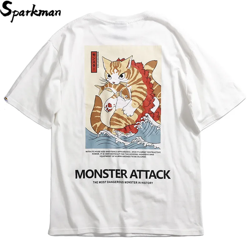 Забавная футболка в японском стиле Харадзюку, Мужская футболка в стиле хип-хоп, уличная одежда, летние футболки с коротким рукавом, хлопковые топы, футболки